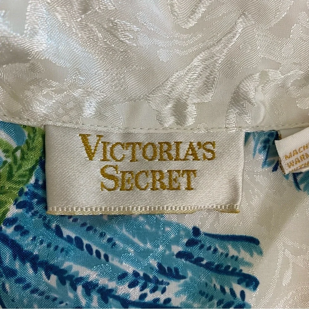 Vintage Victoria's Secret Gold Label Womens Silky Nightshirt Medium Floral Cream